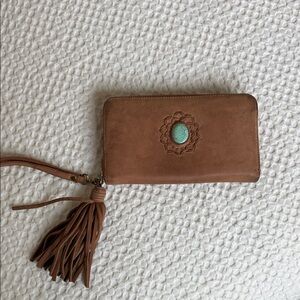 Brown Leather Wallet with Tassel